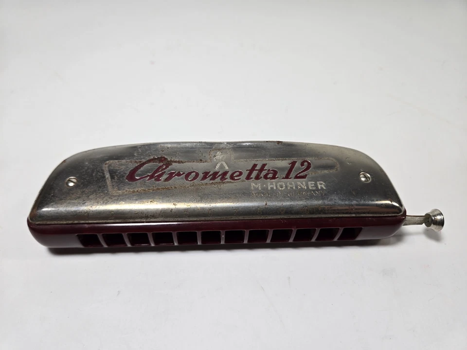 Vintage Hohner Chrometta 12 Slide Harmonica Key C Germany with Case - Image 2 of 4