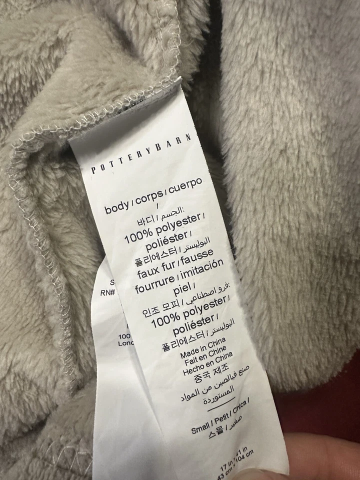 Халат с капюшоном кремовый подростковый Pottery Barn - отсутствует галстук - маленький - Изображение 4 из 4