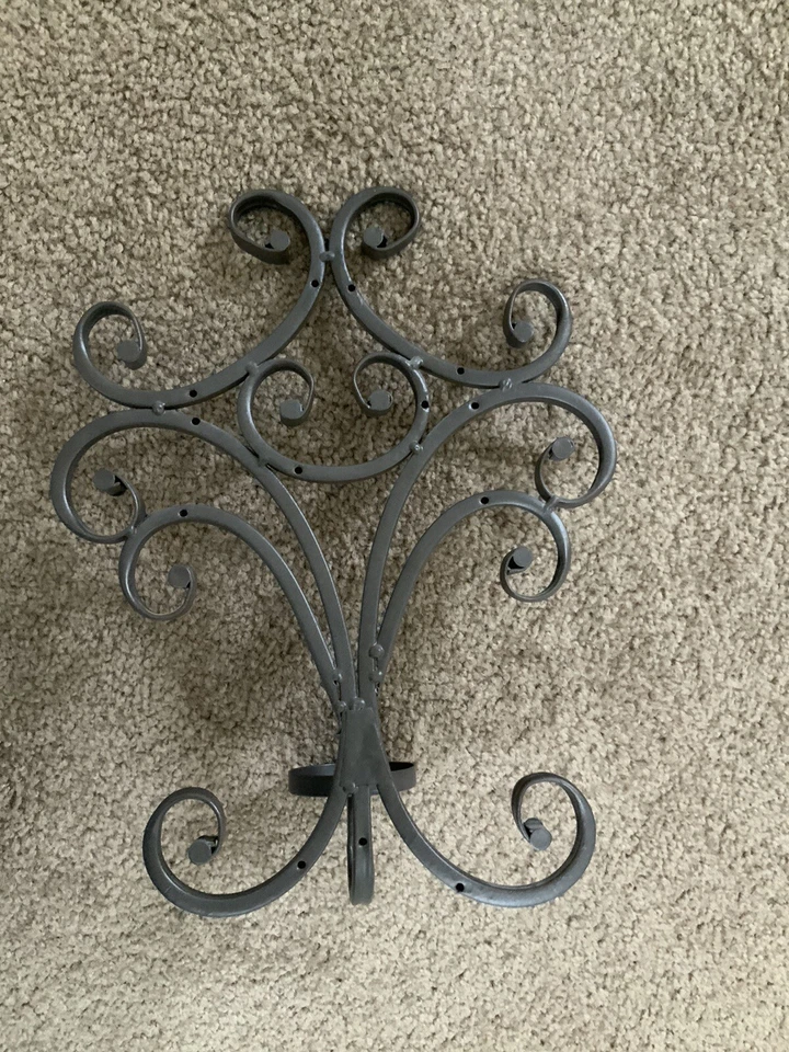 (2) Arandela de parede marrom ornamentada TOSCANA 14" suporte de vela de ferro para pilar 3" - Imagem 4 de 4