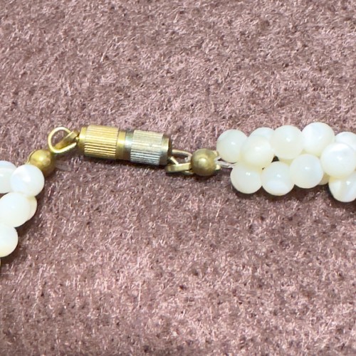 VTG Woven Mother of Pearl Bead Collar Necklace Rope Choker Bracelet Jewelry Set - Picture 6 of 13