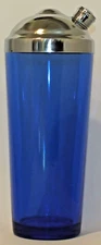COBALT BLUE COCKTAIL SHAKER, CHROME DOUBLE-DOME LID
