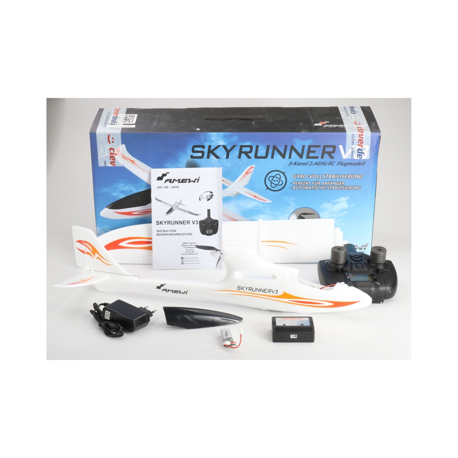 Amewi Skyrunner V3 Gyro RC Motorflugmodell Flugzeug RtR 750 mm... + NEU (240526) Goedkoop stevig