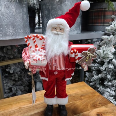 19'' Porcelain Santa Doll Gingerbread Candy Cane Peppermint Christmas Decor 
