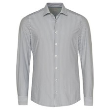 Pure functional men's business shirt slim fit white green striped E11302 21122 46