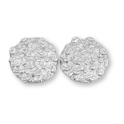 Solid 14K White Gold Round Nugget Earrings, All Sizes (Small, Medium, Large)