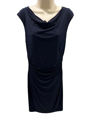 david meister navy blue dress David Meister Navy Blue Appliqu Midi Dress Size 4