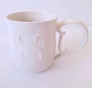 Pottery Barn A Z Mugs Letter S 16oz Ivory Coffee Cup Initial