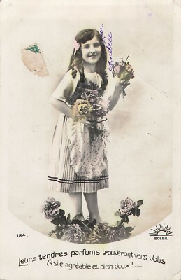 CP THEIR TENDER PERFUMES ... LITTLE GIRL APRON WITH BOUQUETS FLOWERS - 62729