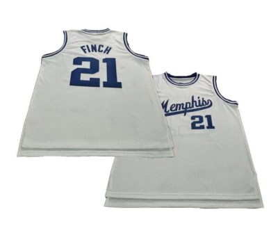 Custom Finch #21 Basketball Jersey White Blue Sewn Hip Hop Workout Shirts S-6XL