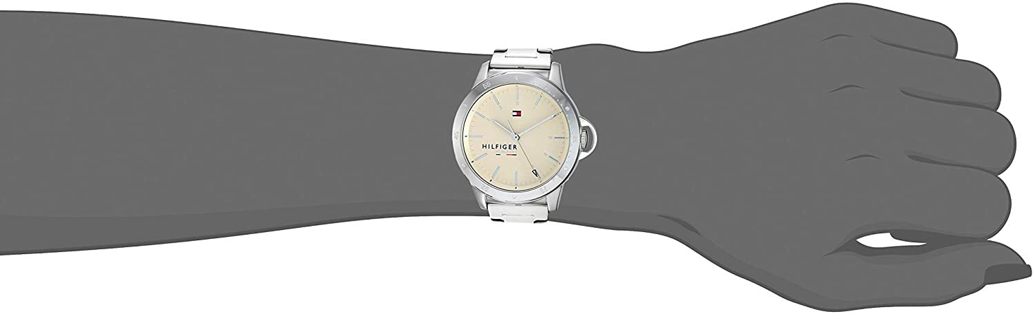 Tommy Hilfiger 1782026 Silver Tone Beige Dial Sport Casual Womens 