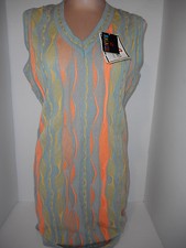 NWT Womens Bagazio Knit V-Neck Sleeveless Sweater Dress Sz L Large Green Orange