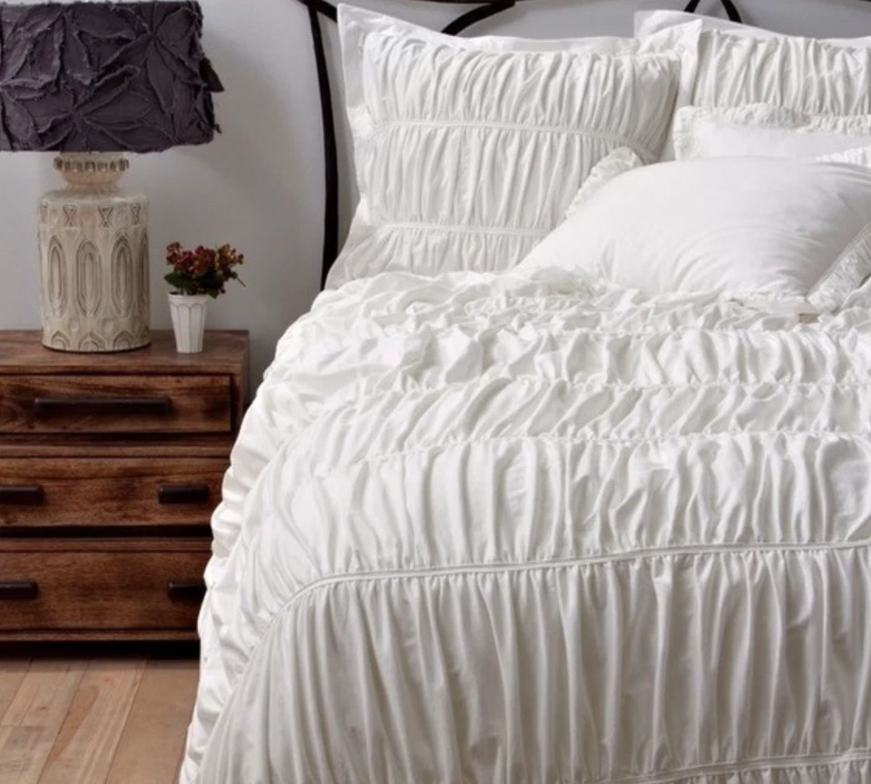 Anthropologie Twin Nimbus jersey duvet cover cream ivory and twin bedskirt — 第 2/4 张图片
