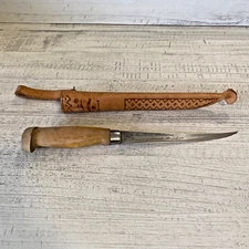 VTG J. Marttiini Rapala Fish Fillet Knife Finland With Leather Sheath 6" Blade