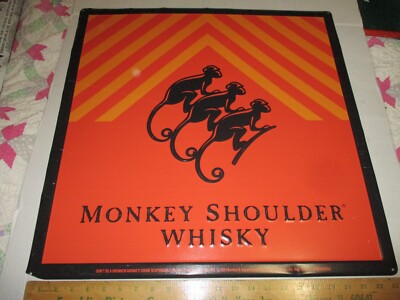Super Rare Monkey Shoulder Whisky Tin Sign c2024 23''x23'' Pre-owned See Photos