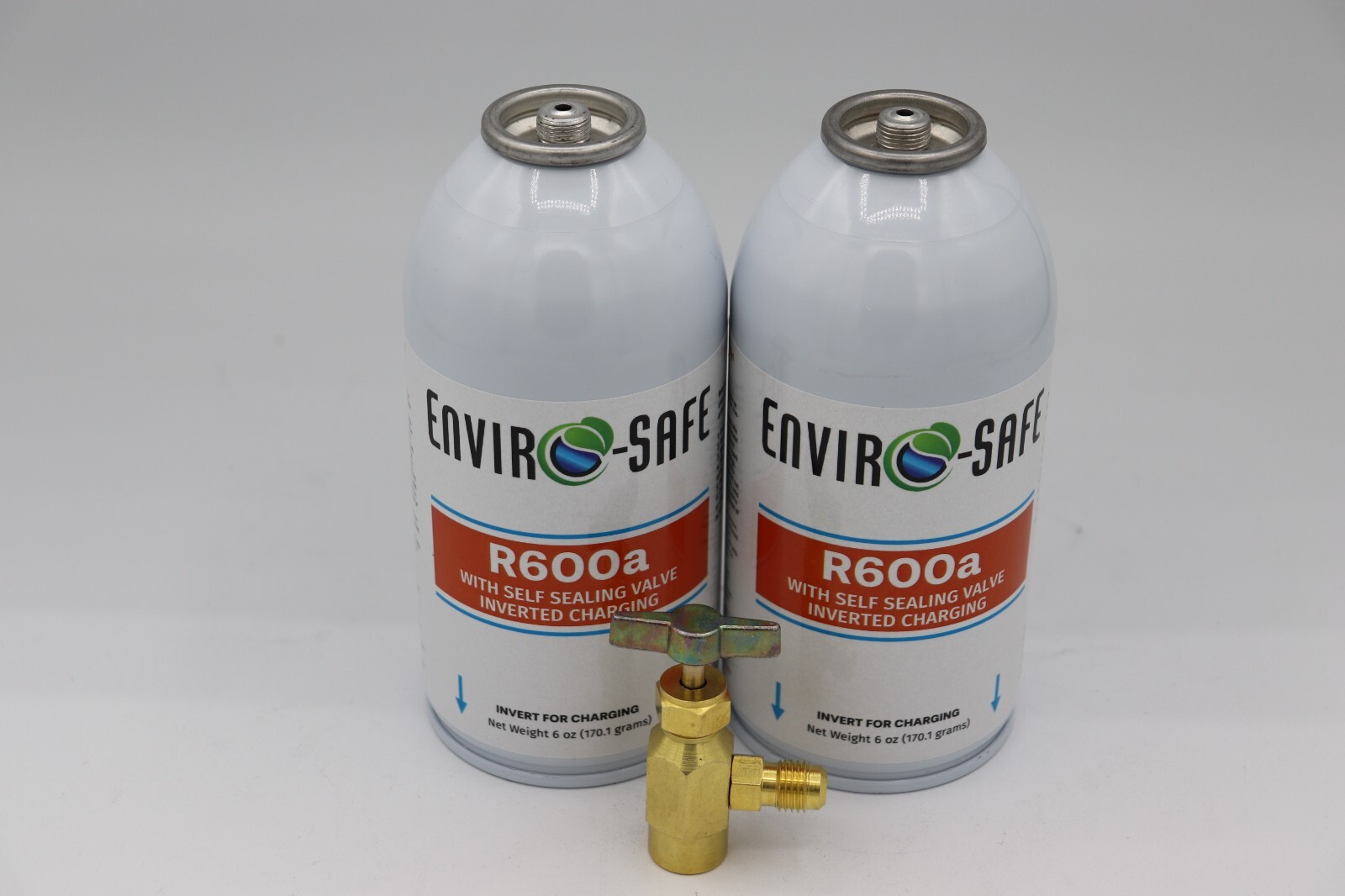 Enviro-Safe R-600a Refrigerant with 7/16" Self Sealing K28 6 oz , 2 cans/tap
