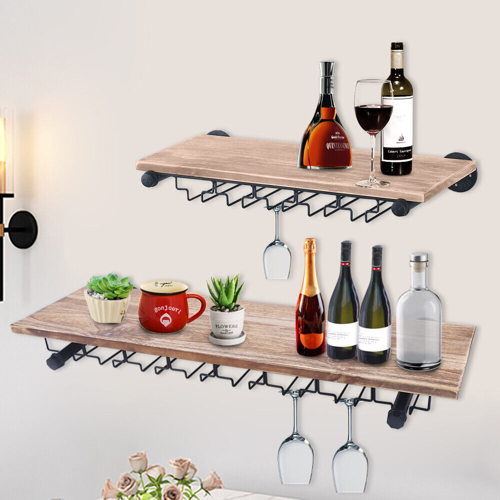 Wall Mount Wine Rack Storage Shelf  Glass Holder Organizer Cabinet Home  Bar | eBay