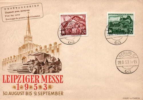 GERMANY DDR 1953 FDC ROAD-BUILDING MACHINE POWER SHOVEL