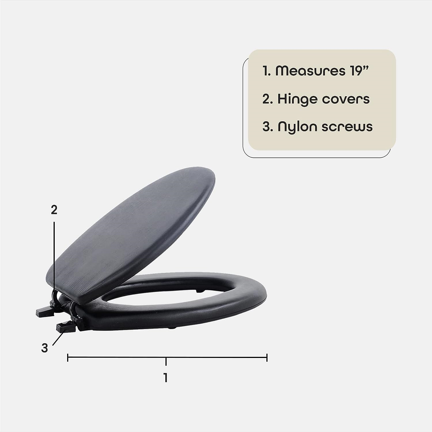 Soft Elongated Vinyl Toilet Seat Black 19 Inch Soft Vinyl Cover with