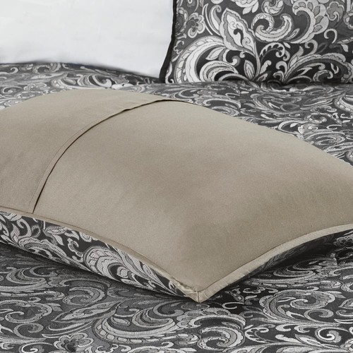 Essentials Brystol 24-Piece Faux Silk Comforter Set, Cal King, Jacquard Paisley - Picture 9 of 22
