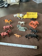 Vintage Lot Of Plastic Rubber Playset Horse Figurines Figures