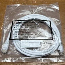 Lynn Electronics CAT6-07-WHB 7 Ft. RJ45 Male-Male Patch Cable Pure Copper Wire