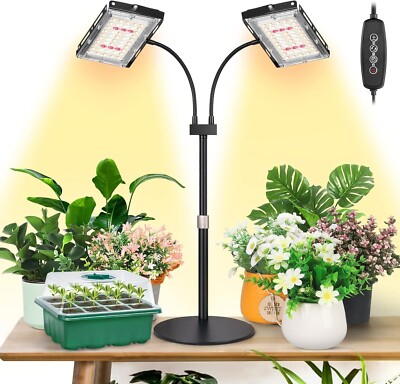LBW Plant Grow Light, Full Spectrum Dual Heads Desk Plant Light for Indoor Plant