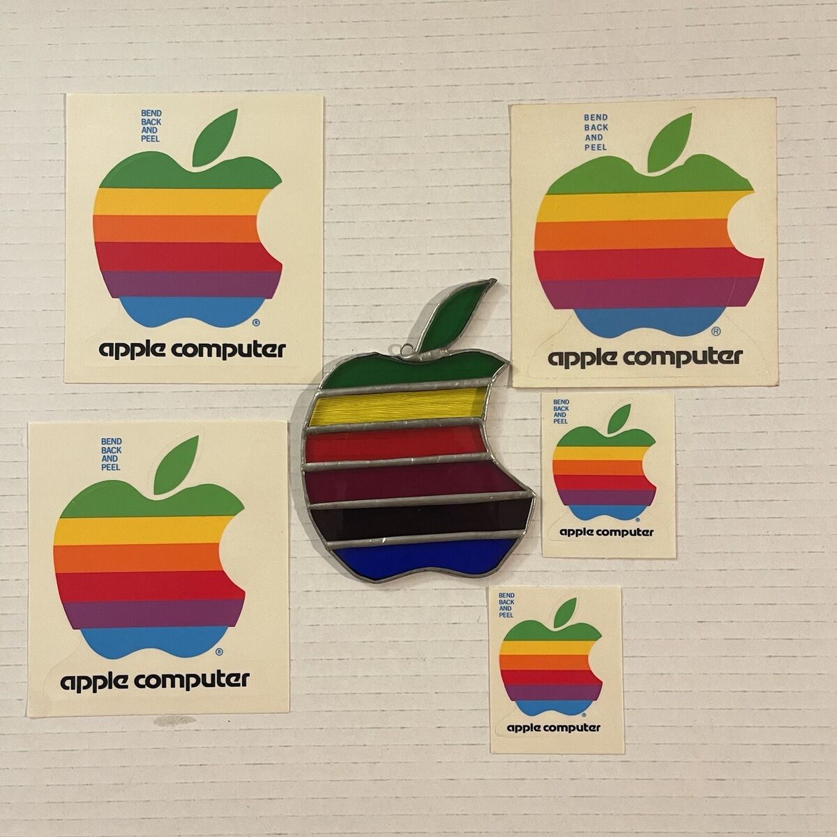 Rare Vintage Apple Macintosh Computer Rainbow Logo Stained