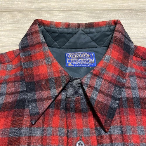 Pendleton 100% Pure Virgin Wool Vintage Flap Pocket Red Heavy Flannel Size Large - Picture 2 of 7