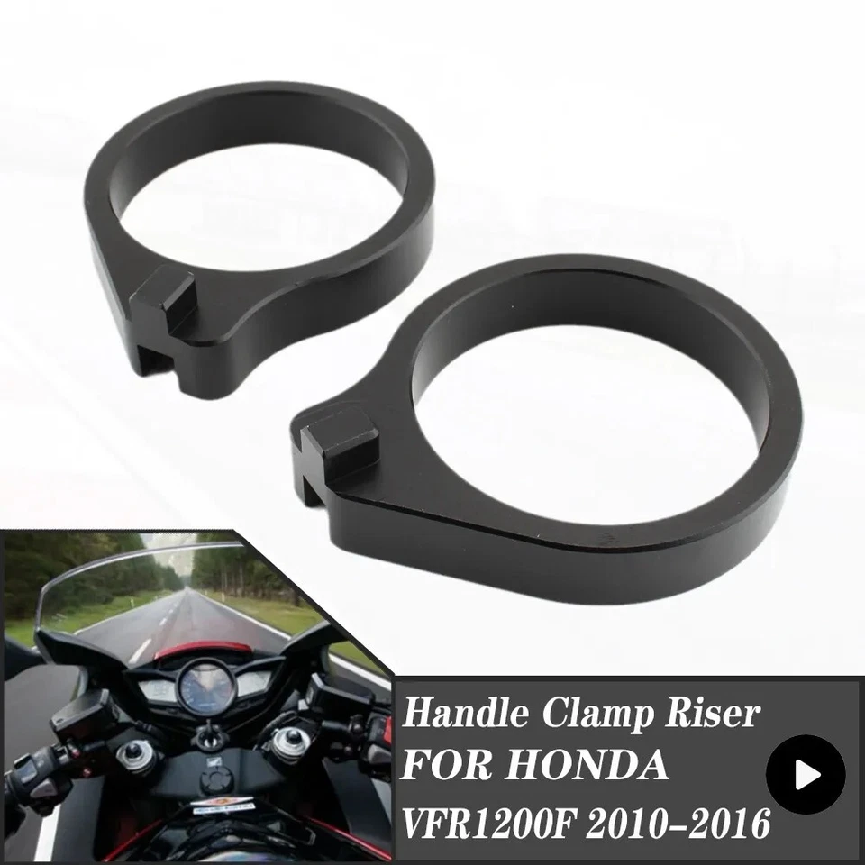 For HONDA VFR1200F 2010-2016 Black Handlebar Riser Spacer Kit Mount Clamp - Image 3 of 4