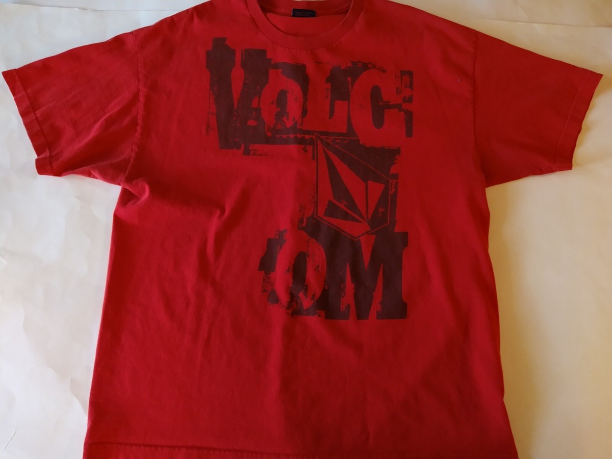 VOLCOM■Wappen Garment Dying T-shirt■送料込 Vintage Volcom Shirt Men's X Large Red Cotton Graffic Logo