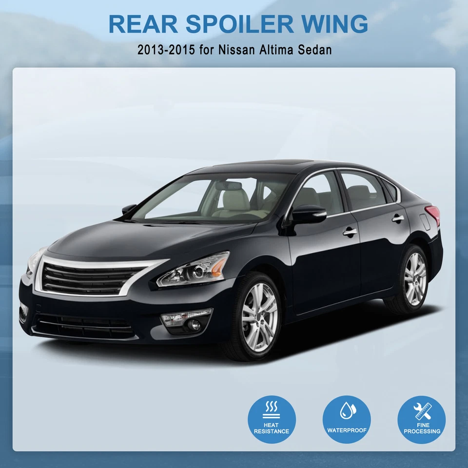 For 2013-2015 Nissan Altima Sedan Black Trunk Spoiler Wing ABS Plastic Foto 3 de 4