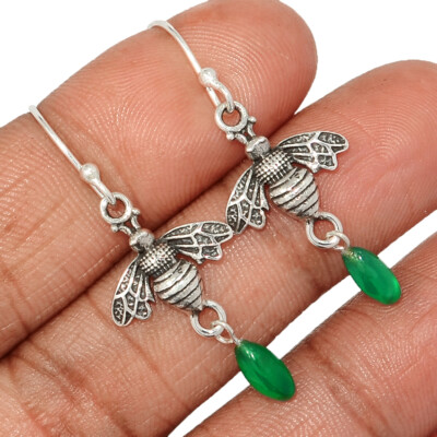 Grüner Onyx 925 Sterling Silber Ohrringe Schmuck CE43581
