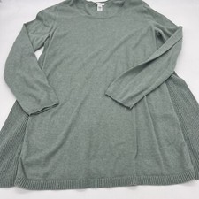 J Jill Green Round Neck Long Sleeve Pull Over Sweater Size Large Women's