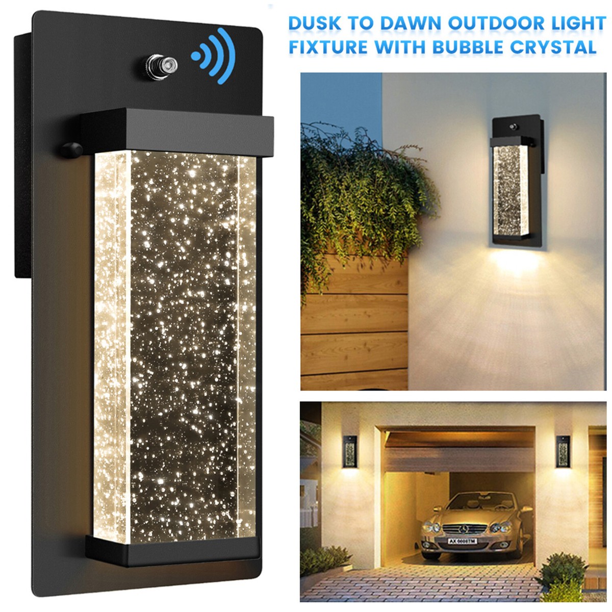 Outdoor Wall Lights Dusk to Dawn Crystal Fixture Exterior