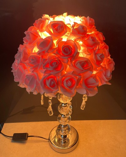 Luxus Rose Kristall Tischlampe LED Leuchte mit hängenden Perlen - elegante Deko - Bild 18 von 27
