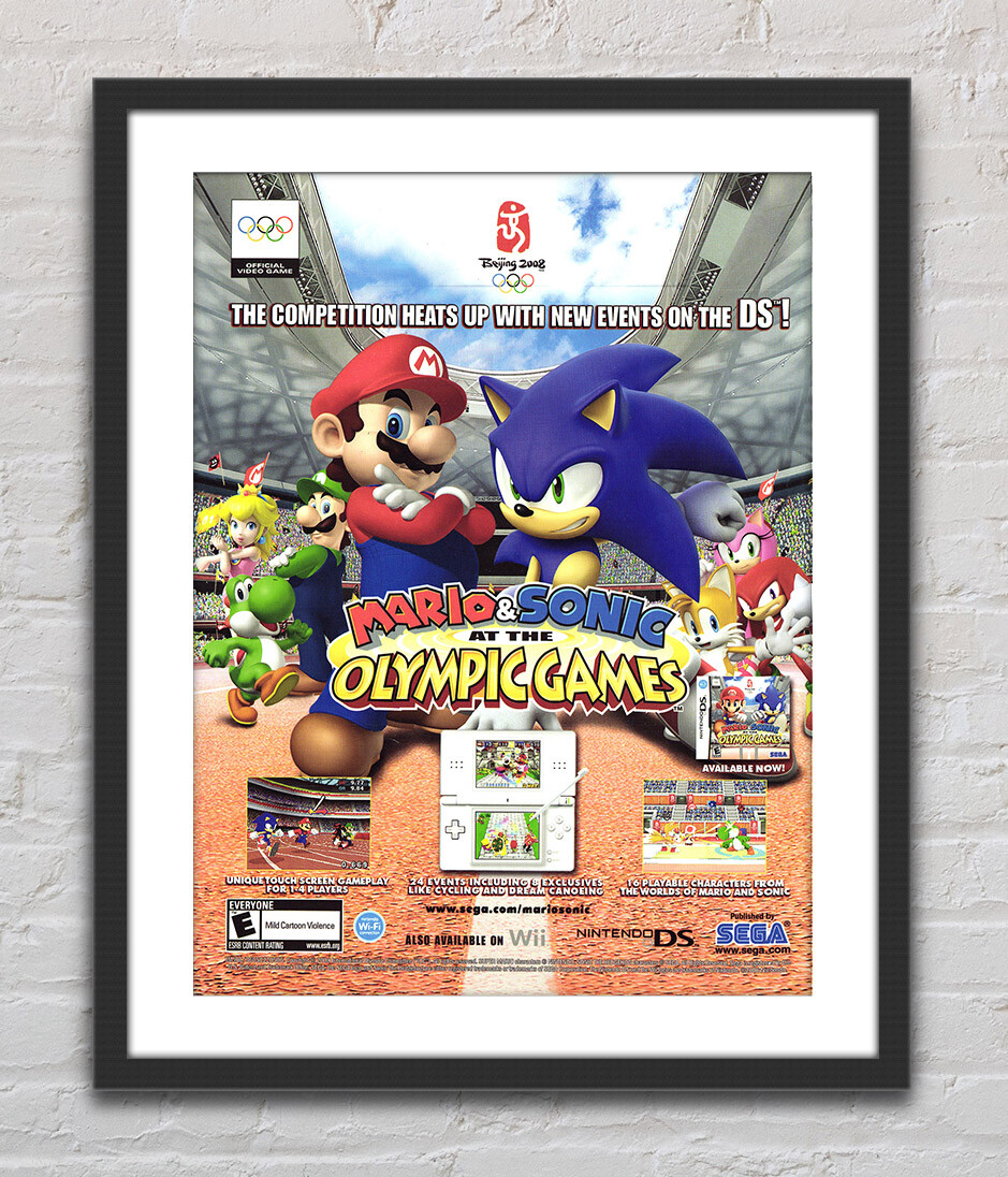 Mario And Sonic At Olympic Games Nintendo Wii DS Ad Promo Poster 