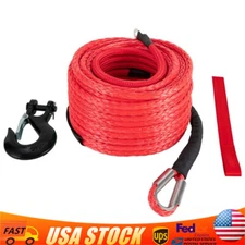 1/2x85ft Synthetic Winch Rope 31500LBS w/ Hook Truck Car Tow Recovery Cable