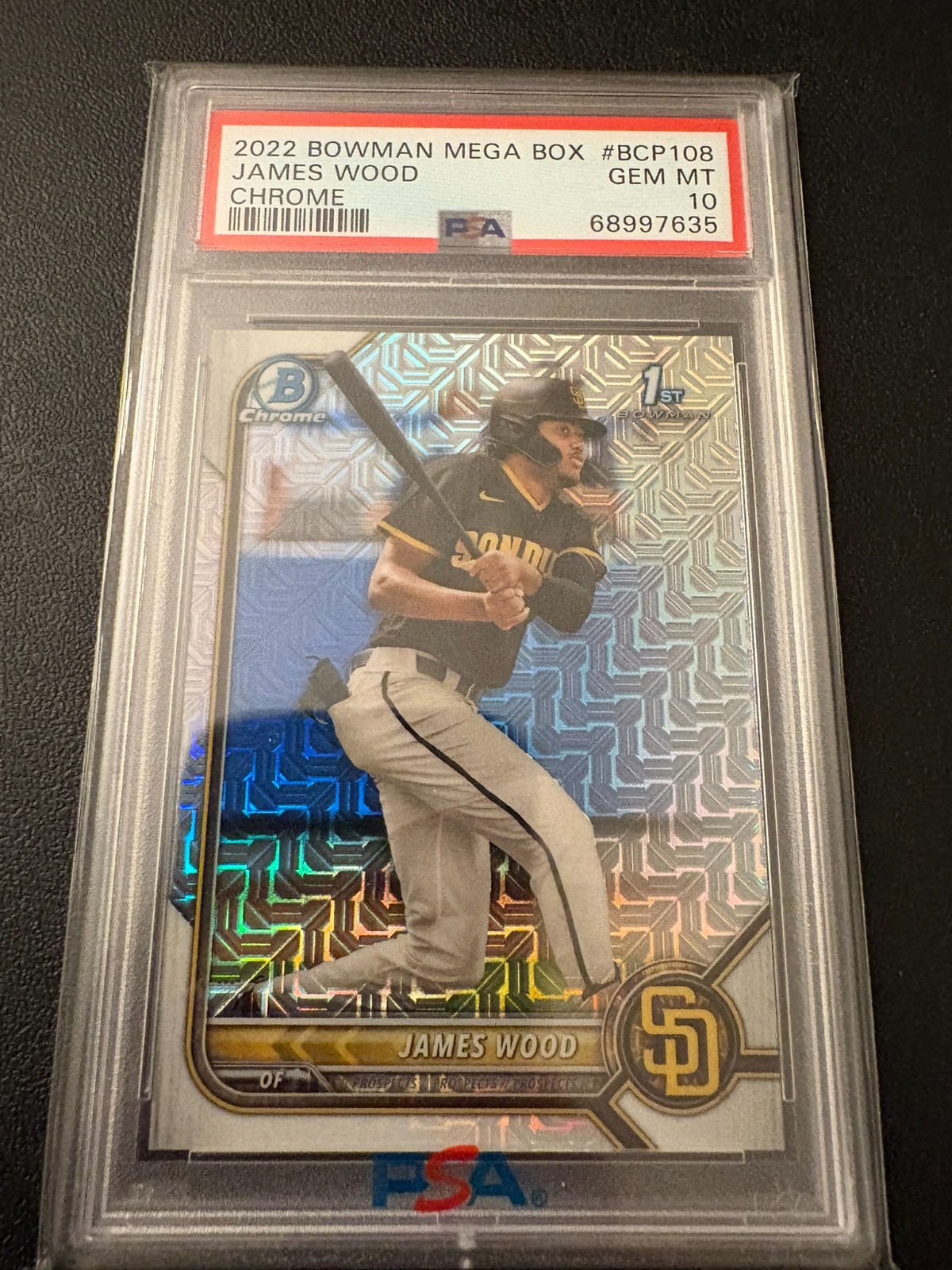 James Wood 2022 Bowman Mega Box 1st Mojo Refractor PSA 10 #BCP-108 Nationals