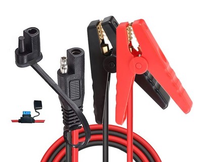 10AWG Battery Alligator Clips to SAE Quick Release Extension Charging Cable