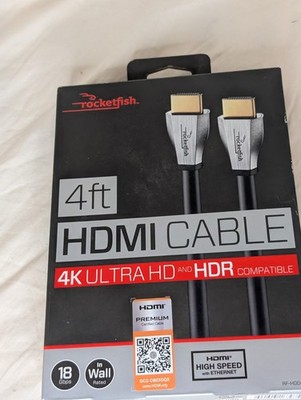 Rocketfish 4ft HDMI Cable 4K Ultra HD and HDR Compatible 4K/ 60 FPS- Dolby HD