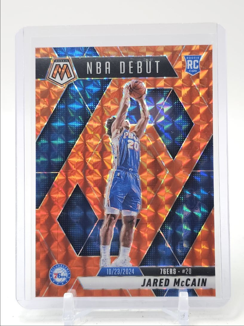 JARED MCCAIN 2024-25 MOSAIC NBA DEBUT ROOKIE ORANGE PRIZM 76ERS RC /249 Q1887