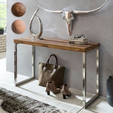 FineBuy Table console Bois Massif 120x77x45cm Table de couloir Table