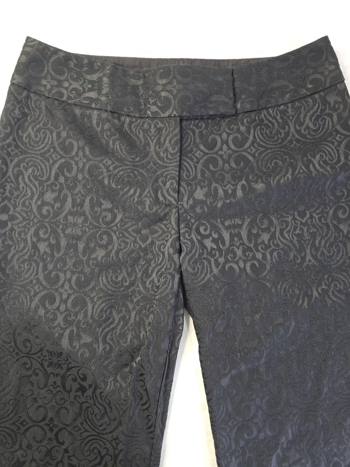 Pantalones de vestir INC International Concepts negros jacquard damasco tiro medio recto 8 Foto 4 de 4