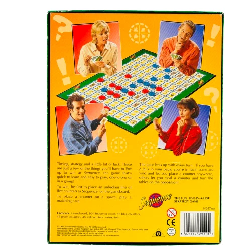 Sequence Five in a Line Strategy Board Card Game By Parker Games 1997 Vintage  - Image 4 of 4