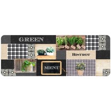 Tapis de Cuisine Mousse "Green Bistrot" 45x120cm Multicolore