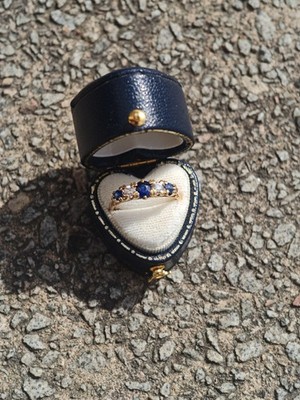 Vintage Saphir und Diamant Ring 18k massiv Gold 3,6g. Für Sie, Frau, Geschenk.