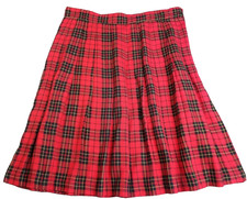 MJ Carroll Skirt M Tartan Plaid Red Pleated School Girl Preppy Vintage 90s 13/14