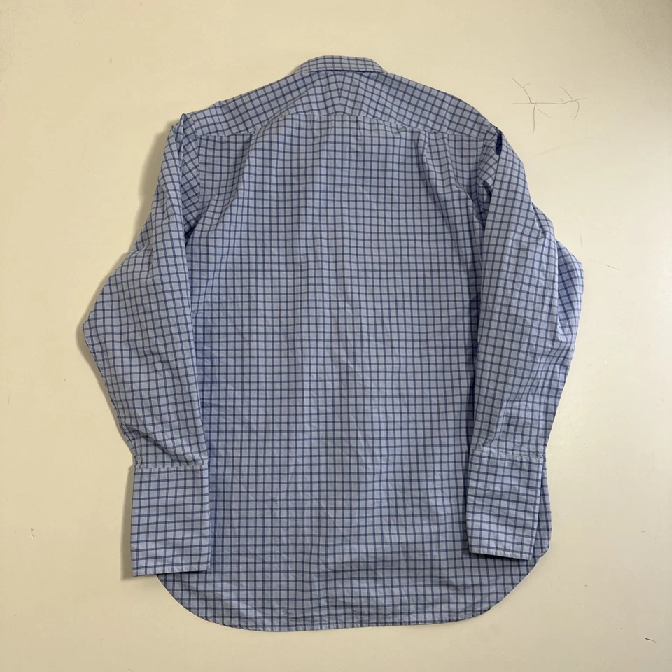 Camisa de vestir Thomas rosa para hombre 17 35 azul a cuadros abotonada Foto 4 de 4