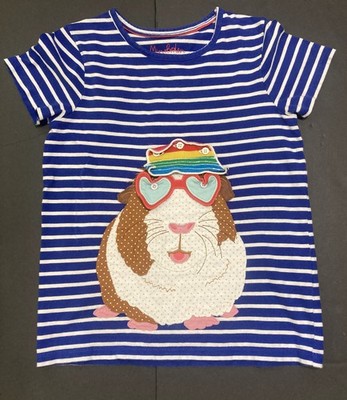 Girls Mini Boden Blue Striped Guinea Pig Top size 9-10 EUC