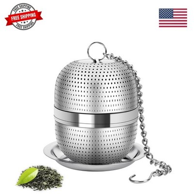 Tea Ball Infuser for Loose Tea, Extra Fine Mesh Tea Strainer with Drip Tray, ...